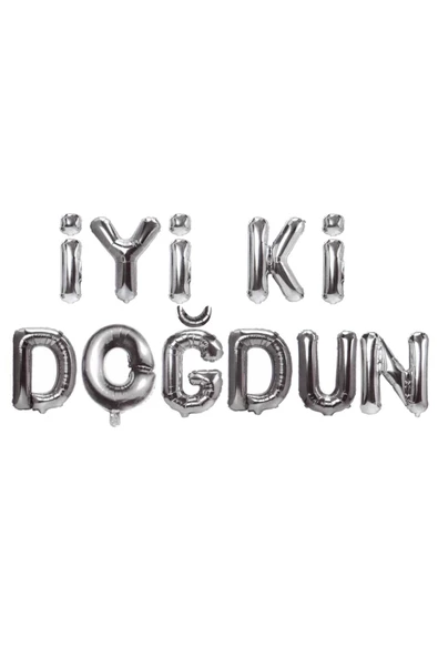 Pazariz Iyiki Doğdun Folyo Balon Set Gümüş ürün görseli 1