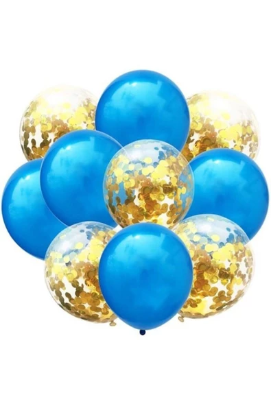 Pazariz Mavi Gold Konfetili Balon ürün görseli 1