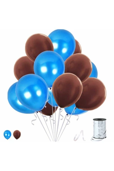 Pazariz 50 Adet Mavi ,kahverengi Balon-nişan-parti-düğün Balonu ürün görseli 1