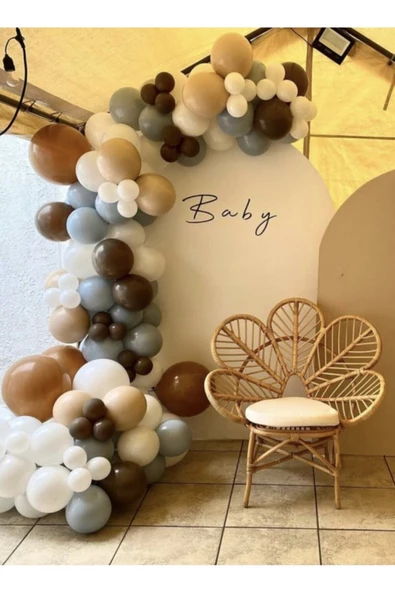 Pazariz Pastel Çikolata Kahve Sütlü Kahve Gri Ve Beyaz Balon Zinciri 100 Adet ürün görseli 1