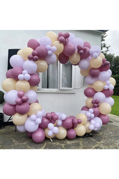 Pazariz Pastel Balon Zinciri Yaban Mersini Sütlü Kahve Ve Lila 100 Adet ürün görseli 1