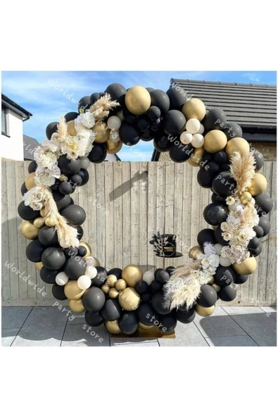 Pazariz Krom Gold Pastel Siyah Balon Zinciri 100 Adet ürün görseli 1