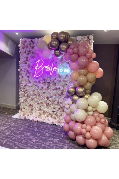 Pazariz Krom Gold Toz Pembe Çöl Kumu Ve Beyaz Balon Zinciri 100 Adet ürün görseli 1