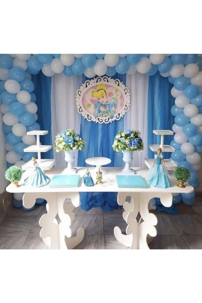 Pazariz Makaron Mavi Ve Pastel Beyaz Balon Zinciri 100 Adet ürün görseli 1