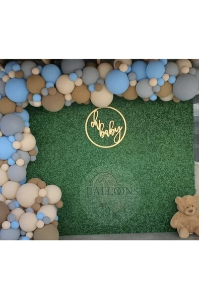 Pazariz Pastel Karamel Sütlü Kahve Ve Makaron Mavi Balon Zinciri 100 Adet ürün görseli 1