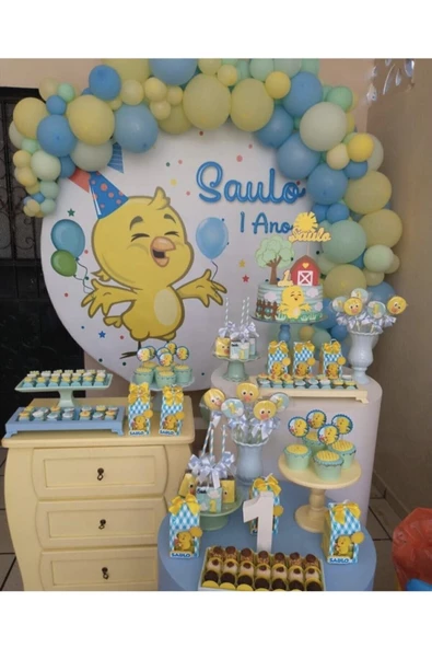 Pazariz Makaron Sarı Mint Yeşili Ve Mavi Balon Zinciri 100 Adet ürün görseli 1