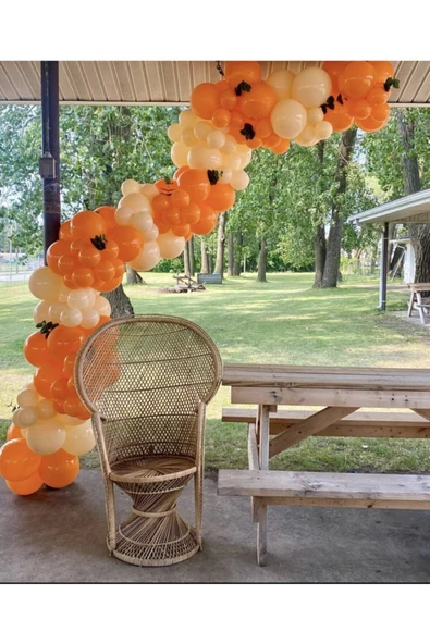 Pazariz Turuncu Ve Ten Rengi Balon Zinciri 100 Adet ürün görseli 1