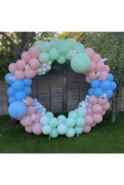 Pazariz Makaron Pembe Mavi Mint Yeşili Balon Zinciri 100 Adet ürün görseli 1