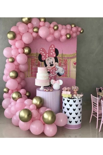 Pazariz Krom Gold Pastel Pembe Balon Zinciri ürün görseli 1