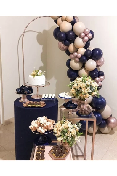 Pazariz Krom Rose Gold Gece Mavisi Ve Sütlü Kahve Balon Zinciri 100 Adet ürün görseli 1