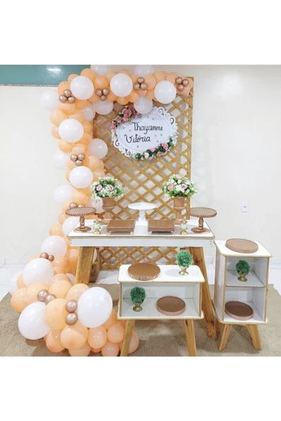 Pazariz Krom Rose Gold Pastel Somon Ve Beyaz Balon Zinciri 100 Adet ürün görseli 1