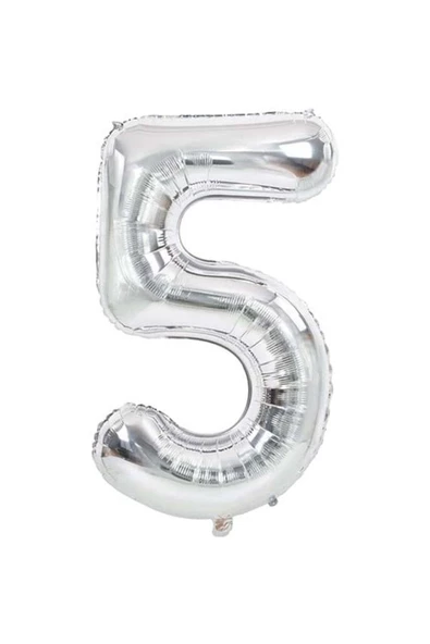 Pazariz 5 Rakam Folyo Gümüş Balon Küçük 35 Cm ürün görseli 1