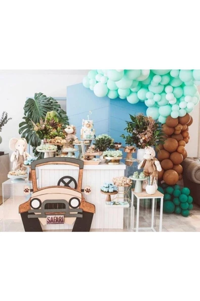 Pazariz Pastel Koyu Yeşil Mint Yeşili Ve Karamel Balon Zinciri 100 Adet ürün görseli 1