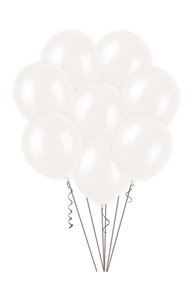 Pazariz 12 Inç Standart Boy Metalik Balon Beyaz 100 Adet ürün görseli 1