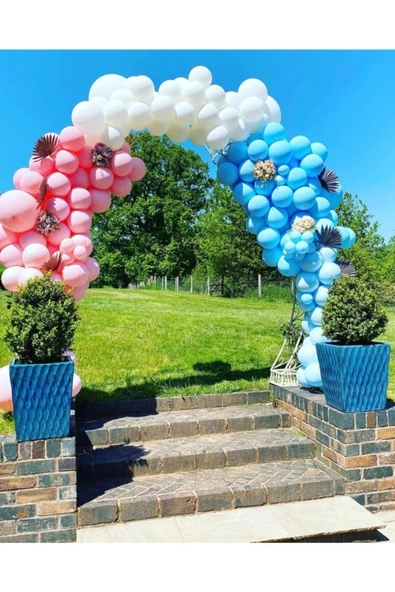 Pazariz Cinsiyet Partisi Balon Zinciri Pembe Mavi Beyaz 100 Adet ürün görseli 1