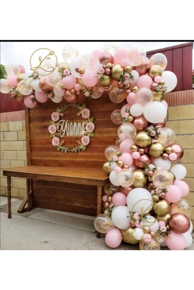 Pazariz Makaron Pembe Beyaz Gold Rosegold Krom Balon Zinciri 100 Adet ürün görseli 1