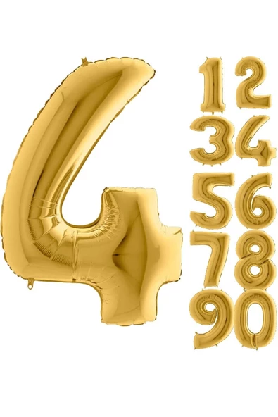 Pazariz 4 Rakam Balon Folyo Gold Altın Sarısı 16 Inç ürün görseli 1