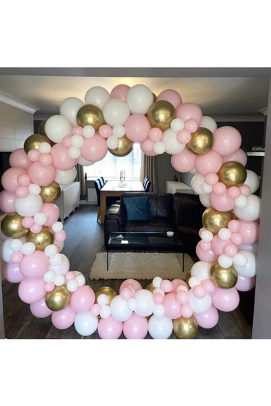 Pazariz Pembe Beyaz Gold Krom Balon Zinciri 100 Adet ürün görseli 1