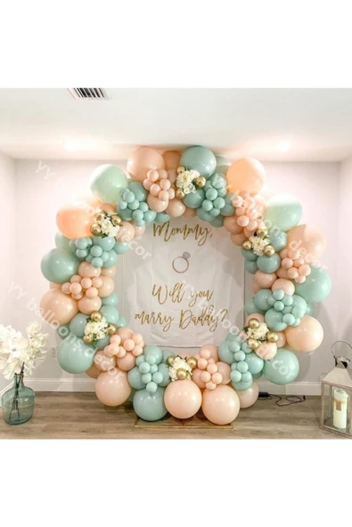 Pazariz Retro Kış Yeşili Somon Balon Zinciri 100 Adet ürün görseli 1