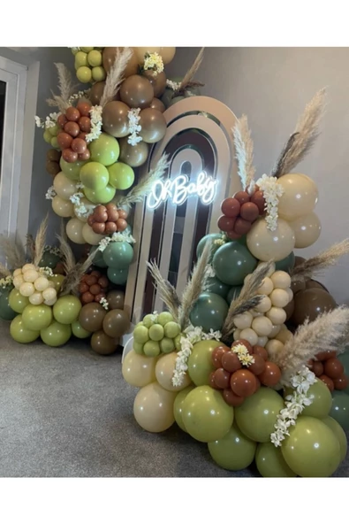 Pazariz Pastel Yanık Turuncu Karamel Sütlü Adaçayı Ve Zeytin Balon Zinciri 100 Adet ürün görseli 1