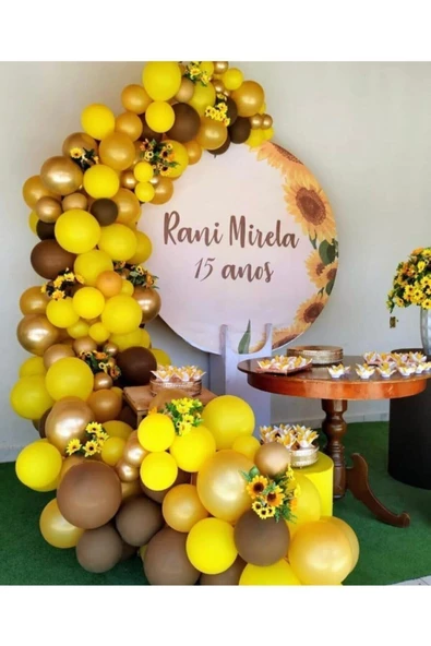 Pazariz Ayçiçeği Konsept Soft Balon Zinciri Pastel Sarı Karamel Metalik Gold ürün görseli 1