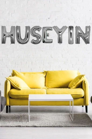 Pazariz Doğum Günü Hüseyin Gümüş Harf Folyo Balon Set 40 Cm Isim Balon ürün görseli 1