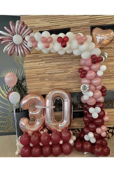 Pazariz Toz Pembe Mürdüm Ve Beyaz Balon Zinciri 100 Adet ürün görseli 1