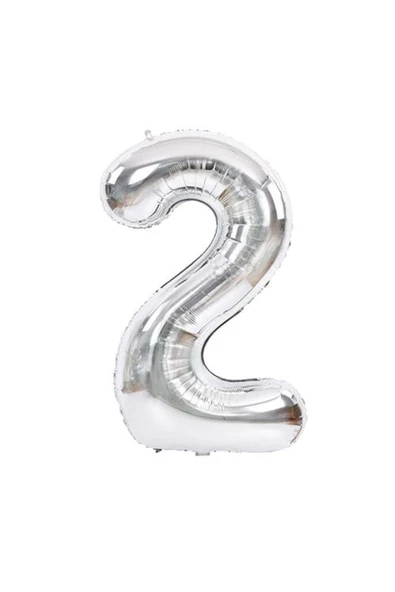 Pazariz 2 Rakam Folyo Gümüş Balon Küçük 35 cm ürün görseli 1