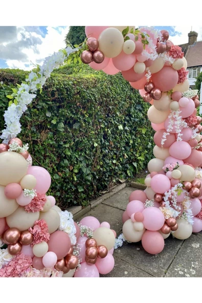 Pazariz Krom Pembe Makaron Pembe Ve Sütlü Kahve Balon Zinciri 100 Adet ürün görseli 1