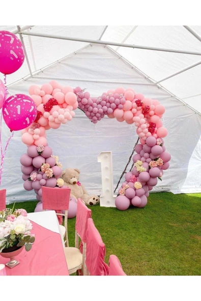 Pazariz Pastel Makaron Pembe Ve Yaban Çileği Balon Zinciri 100 Adet ürün görseli 1