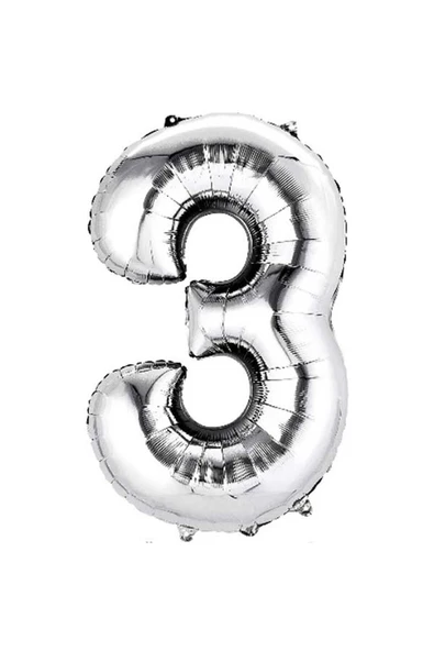Pazariz 3 Rakam Folyo Gümüş Balon Küçük 35 Cm ürün görseli 1