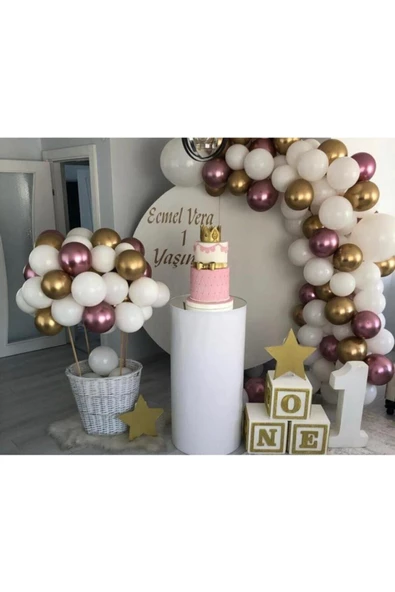 Pazariz Krom Pembe Krom Gold Pastel Beyaz Balon Zincir ürün görseli 1