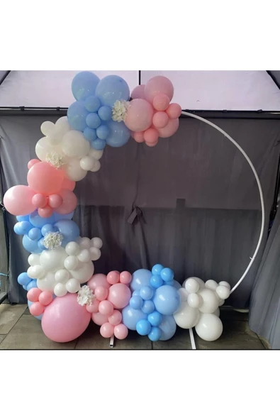 Pazariz Makaron Pembe Mavi Beyaz Balon Zinciri 100 Adet ürün görseli 1