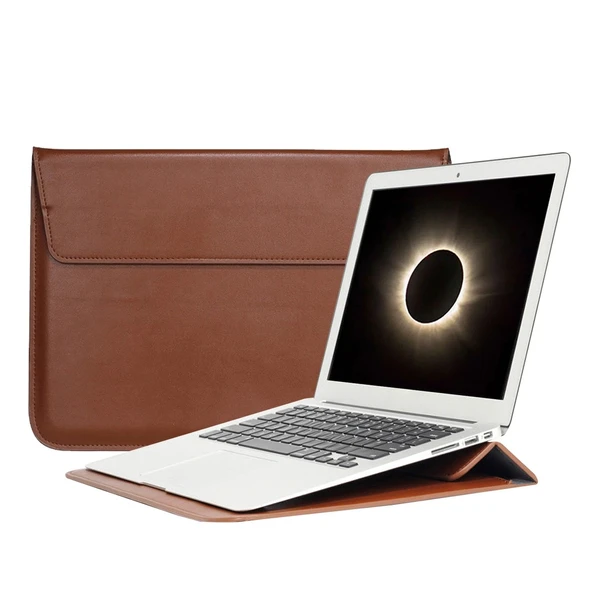 Laptop Kılıfı 15-16 inç PU Deri İnce Hafif Standlı Tasarım Su Geçirmez Taşınabilir Koruyucu Sleeve ürün görseli 1