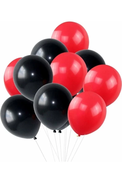 Pazariz Balon Metalik Sedefli Balon 25 Kırmızı 25 Siyah Karışık 50 Adet ürün görseli 1