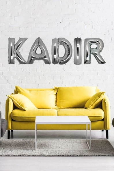 Pazariz Doğum Günü Kadir Gümüş Harf Folyo Balon Set 40cm Isim Balon ürün görseli 1