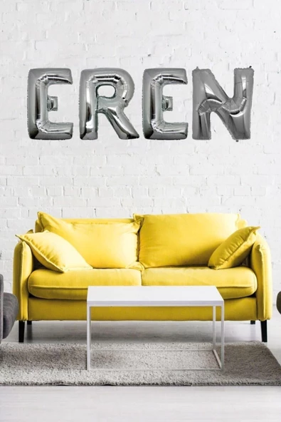Pazariz Doğum Günü Eren Gümüş Harf Folyo Balon Set 40cm Balon ürün görseli 1
