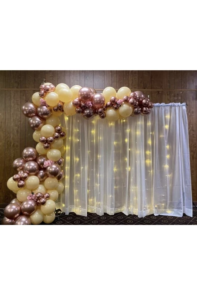 Pazariz Krom Pembe Ve Ten Rengi Balon Zinciri 100 Adet ürün görseli 1