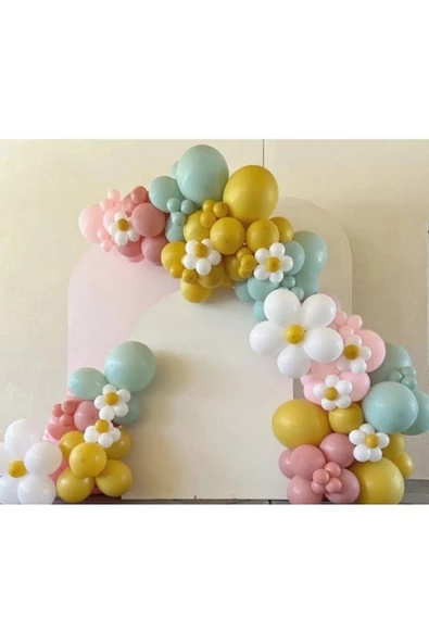 Pazariz Retro Renkler Papatya Balon Zinciri 100 Adet ürün görseli 1
