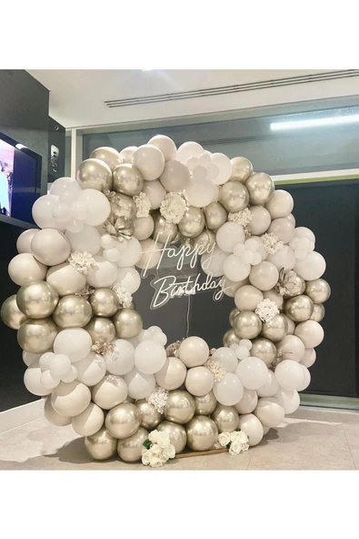 Pazariz Krom Beyaz Altın Ve Pastel Beyaz Balon Zinciri 100 Adet ürün görseli 1