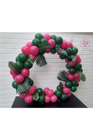 Pazariz Pastel Koyu Yeşil Ve Fuşya Balon Zinciri 100 Adet ürün görseli 1