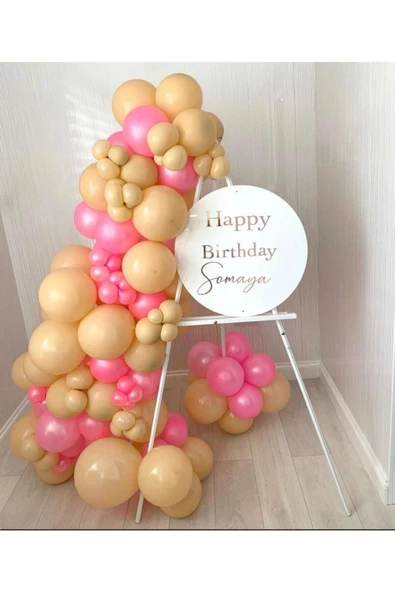 Pazariz Metalik Pembe Pastel Somon Balon Zinciri 100 Adet ürün görseli 1