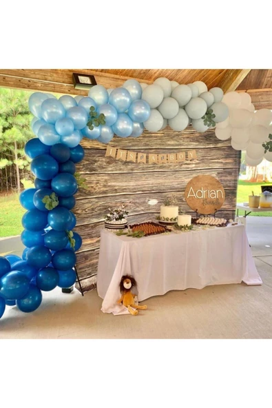 Pazariz Metalik Lacivert Açık Mavi Pastel Gri Beyaz Balon Zinciri 100 Adet ürün görseli 1