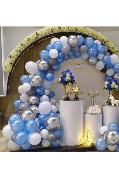 Pazariz Krom Gri Mavi Tonlarda Balon Zincir ürün görseli 1