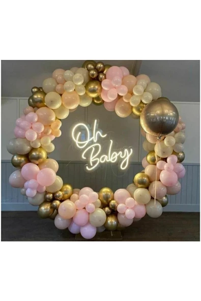 Pazariz Krom Gold Makaron Pembe Ve Sütlü Kahve Balon Zinciri 100 Adet ürün görseli 1