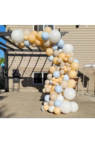 Pazariz Pastel Somon Beyaz Mavi Ten Rengi Balon Zinciri 100 Adet ürün görseli 1