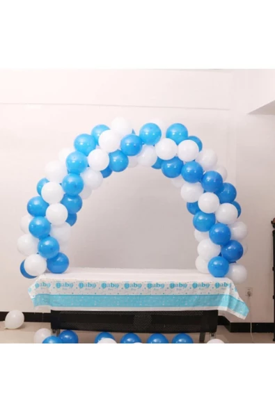 Pazariz 100 Adet Mavi Beyaz Balon Ve 5 Metre Balon Zinciri ürün görseli 1