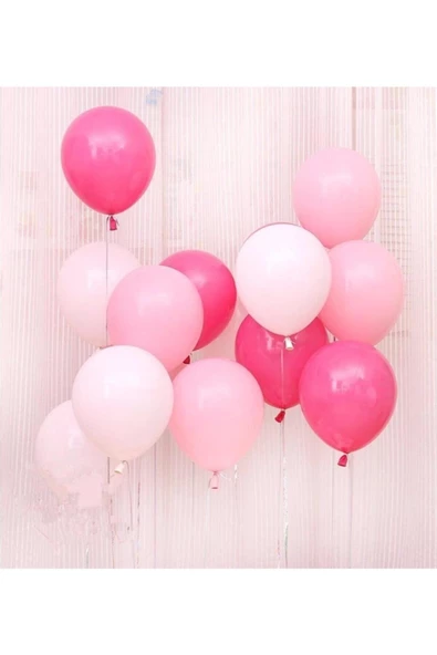 Pazariz 30 Adet Metalik Sedefli (fuşya-şeker Pembe-beyaz) Karışık Balon Helyumla Uçan ürün görseli 1