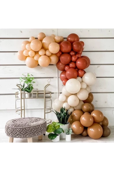 Pazariz Pastel Yanık Turuncu Deniz Kumu Çöl Kumu Ve Karamel Balon Zinciri 100 Adet ürün görseli 1