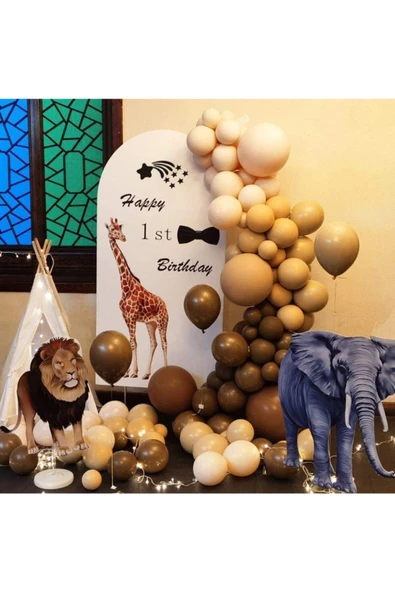 Pazariz Pastel Kahverengi Karamel Ve Sütlü Kahve Balon Zinciri 100 Adet ürün görseli 1